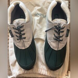 NWT MALBON RUDDY GOLF SHOE  Cream/Green Mens Size 9.5 Spikeless High-Traction